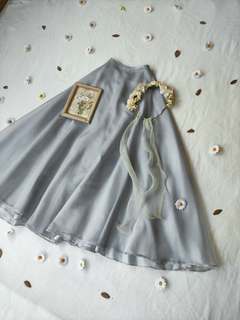 Saia cinza clara longa de organza godê - G - loja online