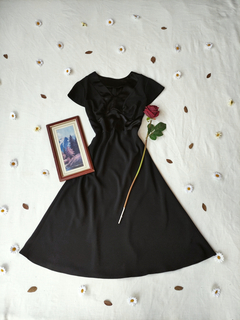 Vestido preto social evasê boneca - G