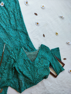 Vestido longo verde de renda sereia - P - Themargare