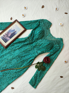 Imagem do Vestido longo verde de renda sereia - P