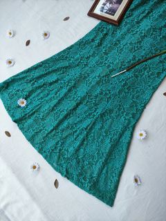 Vestido longo verde de renda sereia - P - loja online