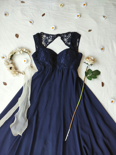 Vestido longo festa marinho princesa - GG - comprar online