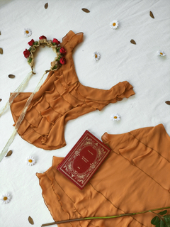 Conjunto saia + blusa mostarda de babados - P/M - loja online