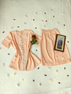 Conjunto social vintage saia + camisa salmão - G