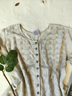 Camisa cinza indiana bordada de botões - M/G - comprar online