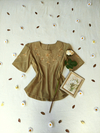Camisa/blusa social bege caqui bordada - G