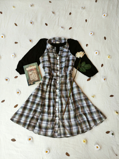 Vestido xadrez de botões estilo retrô - M/G