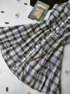 Vestido xadrez de botões estilo retrô - M/G na internet