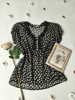 Camisa voil preta de bolinhas boneca - P/M - loja online