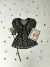 Camisa voil preta de bolinhas boneca - P/M