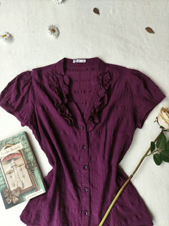 Camisa boneca amassadinha roxa ak casual - M - comprar online