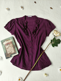 Camisa boneca amassadinha roxa ak casual - M na internet