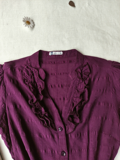 Camisa boneca amassadinha roxa ak casual - M na internet