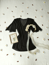 Blusa preta social de voil - G