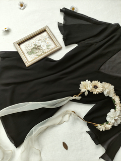 Blusa preta social de voil - G - loja online