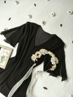 Blusa preta social de voil - G