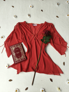 Blusa laranja social boho com rendinhas - G na internet