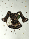 Blusa preta/mostarda floral ciganinha - P