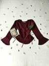 Blusa acetinada bordô transpassada - G