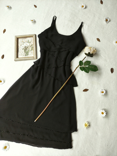 Vestido festa preto de camadas bordado - M - Themargare