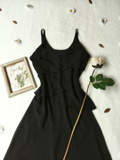 Vestido festa preto de camadas bordado - M