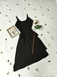 Vestido festa preto de camadas bordado - M