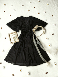 Camisola penhoar preto vintage Cecil - M/G