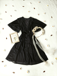 Camisola penhoar preto vintage Cecil - M/G