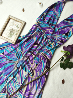 Vestido longo roxo/azul frente única - P - Themargare