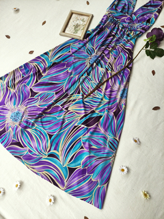 Vestido longo roxo/azul frente única - P na internet