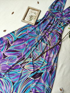 Vestido longo roxo/azul frente única - P