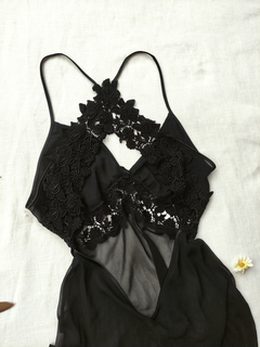 Camisola vintage preta longa e voil - M - loja online