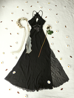 Camisola vintage preta longa e voil - M na internet