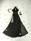 Camisola vintage preta longa e voil - M