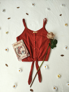 blusinha de lese bordada algodão terracota - P/M