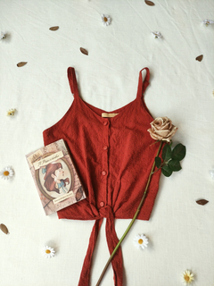 blusinha de lese bordada algodão terracota - P/M