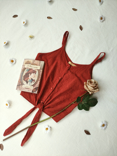 blusinha de lese bordada algodão terracota - P/M - comprar online