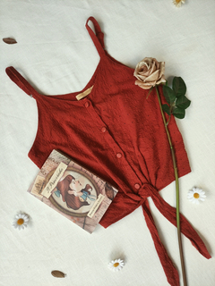 blusinha de lese bordada algodão terracota - P/M na internet