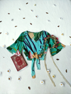 Blusa cropeed verde folhagens estilo farm - M