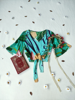 Imagem do Blusa cropeed verde folhagens estilo farm - M
