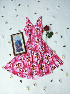Vestido midi assimétrico rosa frete única - P