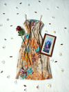 Vestido festa midi bege folhagens - P