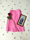 Saia midi vintage lápis social rosa - M