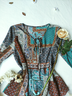 Blusa boho verde/mostarda - M - comprar online