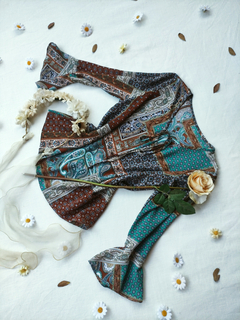 Blusa boho verde/mostarda - M - loja online