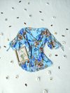 Blusa azul floral vintage - M/G