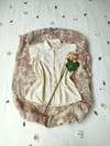 Camisa bege/rose vintage com rendinhas - M