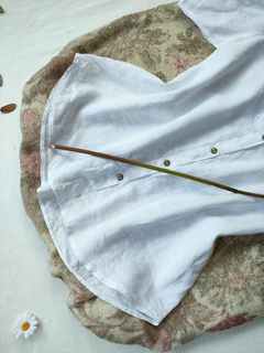 Camisa vintage bordada branca de linho - XG - loja online