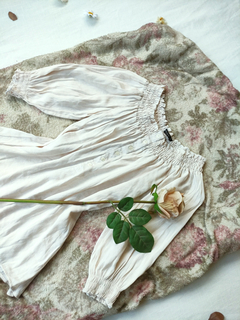 Blusa boho ciganinha bege natural - M - loja online