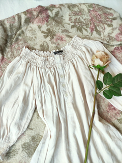 Blusa boho ciganinha bege natural - M - comprar online